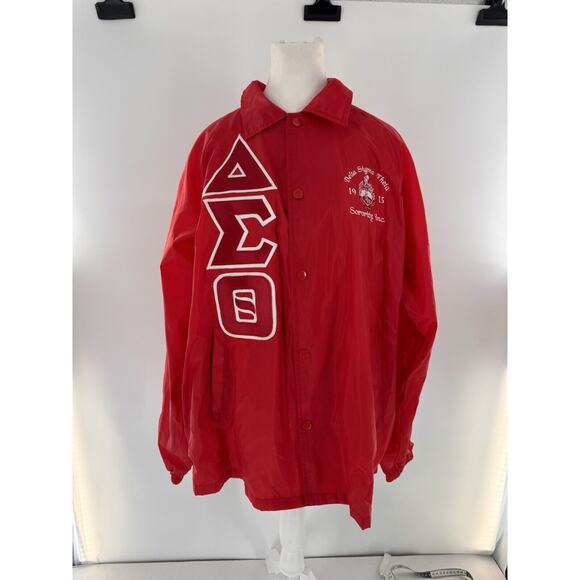 Bufallo Dallas Jackets & Blazers - ΔΣΘ Delta Sigma Theta Sorority Windbreaker Jacket Sz XL Lightweight Red Snap